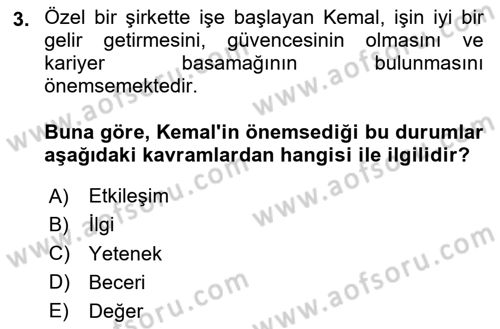 Çalışma Psikolojisi Dersi 2024 - 2025 Yılı (Vize) Ara Sınav Soruları 3. Soru