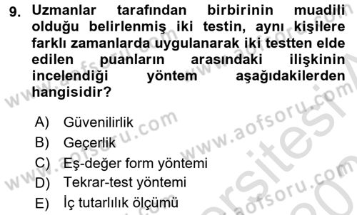 Çalışma Psikolojisi Dersi 2024 - 2025 Yılı (Vize) Ara Sınav Soruları 9. Soru