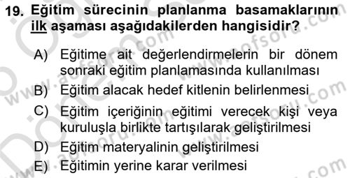 Çalışma Psikolojisi Dersi 2024 - 2025 Yılı (Final) Dönem Sonu Sınav Soruları 19. Soru