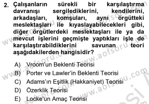 Çalışma Psikolojisi Dersi 2024 - 2025 Yılı Yaz Okulu Sınav Soruları 2. Soru