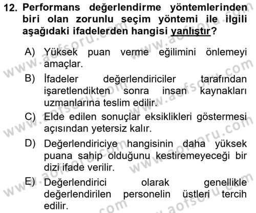 Çalışma Psikolojisi Dersi 2025 - 2026 Yılı (Vize) Ara Sınav Soruları 12. Soru