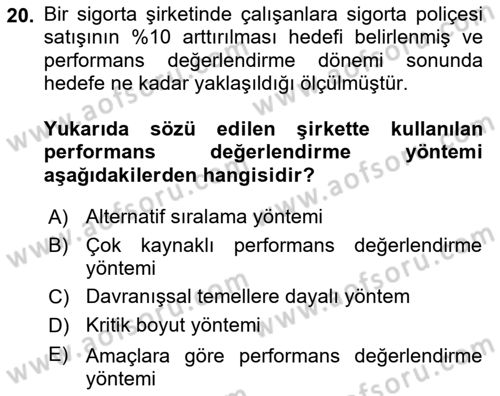 Çalışma Psikolojisi Dersi 2025 - 2026 Yılı (Vize) Ara Sınav Soruları 20. Soru