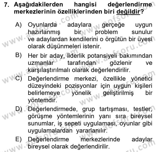 Çalışma Psikolojisi Dersi 2025 - 2026 Yılı (Vize) Ara Sınav Soruları 7. Soru