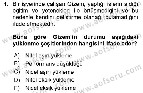 Çalışma Psikolojisi Dersi 2025 - 2026 Yılı (Final) Dönem Sonu Sınav Soruları 1. Soru