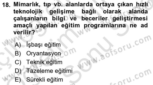 Çalışma Psikolojisi Dersi 2025 - 2026 Yılı (Final) Dönem Sonu Sınav Soruları 18. Soru