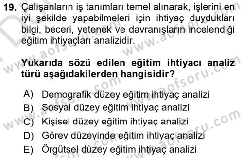 Çalışma Psikolojisi Dersi 2025 - 2026 Yılı (Final) Dönem Sonu Sınav Soruları 19. Soru