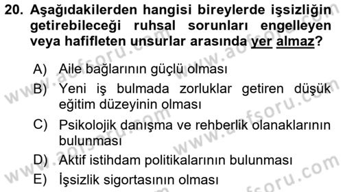 Çalışma Psikolojisi Dersi 2025 - 2026 Yılı (Final) Dönem Sonu Sınav Soruları 20. Soru