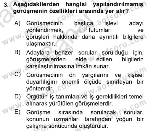 Çalışma Psikolojisi Dersi 2025 - 2026 Yılı (Final) Dönem Sonu Sınav Soruları 3. Soru