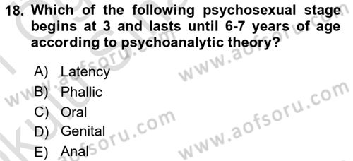 Psychology Dersi 2020 - 2021 Yılı Yaz Okulu Sınav Soruları 18. Soru
