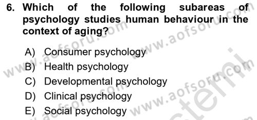 Psychology Dersi 2020 - 2021 Yılı Yaz Okulu Sınav Soruları 6. Soru