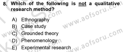 Psychology Dersi 2020 - 2021 Yılı Yaz Okulu Sınav Soruları 8. Soru