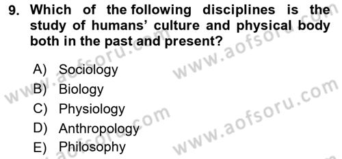 Psychology Dersi 2020 - 2021 Yılı Yaz Okulu Sınav Soruları 9. Soru