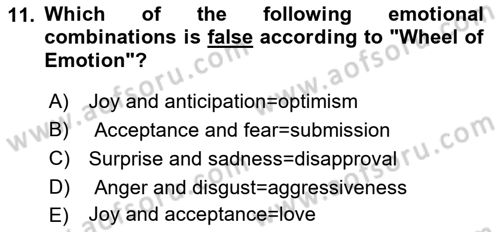 Psychology Dersi 2021 - 2022 Yılı (Vize) Ara Sınav Soruları 11. Soru
