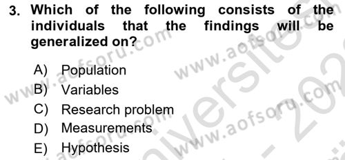 Psychology Dersi 2021 - 2022 Yılı (Vize) Ara Sınav Soruları 3. Soru