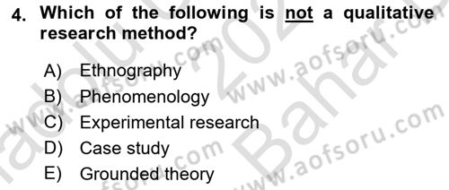 Psychology Dersi 2021 - 2022 Yılı (Vize) Ara Sınav Soruları 4. Soru