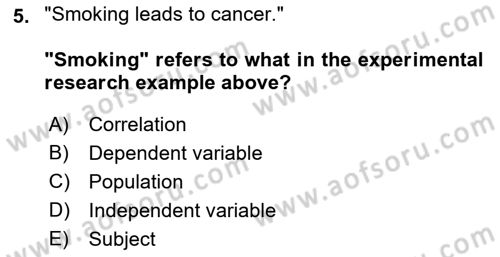 Psychology Dersi 2021 - 2022 Yılı (Vize) Ara Sınav Soruları 5. Soru