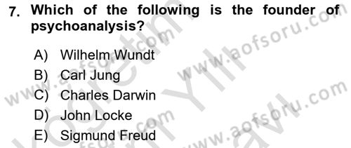 Psychology Dersi 2021 - 2022 Yılı (Vize) Ara Sınav Soruları 7. Soru