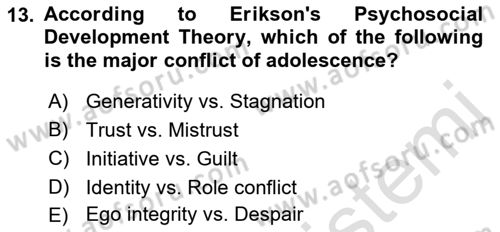 Psychology Dersi 2021 - 2022 Yılı (Final) Dönem Sonu Sınav Soruları 13. Soru