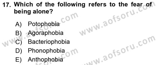 Psychology Dersi 2021 - 2022 Yılı (Final) Dönem Sonu Sınav Soruları 17. Soru