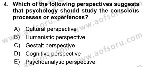 Psychology Dersi 2021 - 2022 Yılı (Final) Dönem Sonu Sınav Soruları 4. Soru
