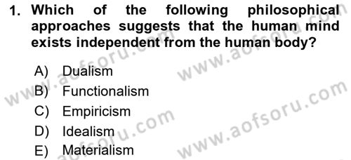 Psychology Dersi 2021 - 2022 Yılı Yaz Okulu Sınav Soruları 1. Soru