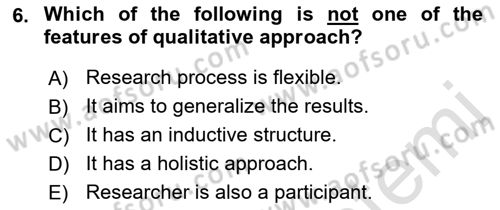 Psychology Dersi 2021 - 2022 Yılı Yaz Okulu Sınav Soruları 6. Soru