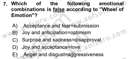 Psychology Dersi 2021 - 2022 Yılı Yaz Okulu Sınav Soruları 7. Soru