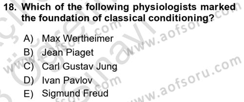 Psychology Dersi 2022 - 2023 Yılı Yaz Okulu Sınav Soruları 18. Soru
