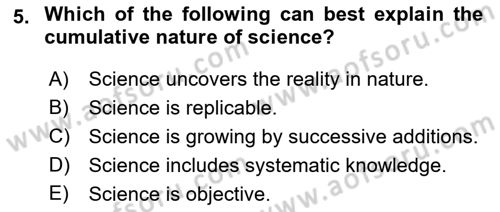 Psychology Dersi 2022 - 2023 Yılı Yaz Okulu Sınav Soruları 5. Soru