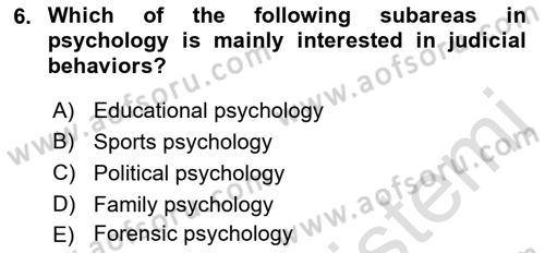 Psychology Dersi 2022 - 2023 Yılı Yaz Okulu Sınav Soruları 6. Soru