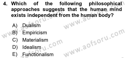 Psychology Dersi 2023 - 2024 Yılı (Vize) Ara Sınav Soruları 4. Soru