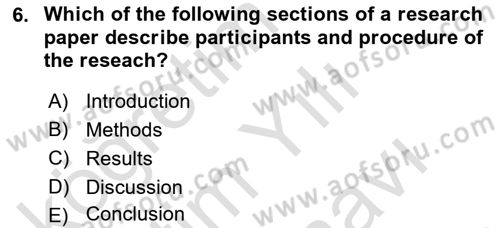 Psychology Dersi 2023 - 2024 Yılı (Vize) Ara Sınav Soruları 6. Soru