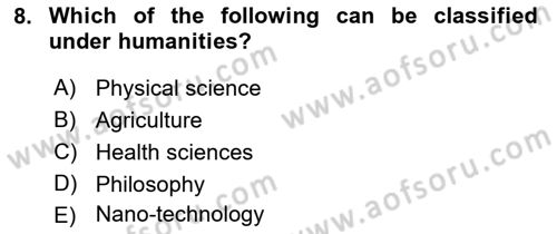Psychology Dersi 2023 - 2024 Yılı (Vize) Ara Sınav Soruları 8. Soru