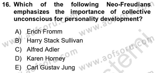 Psychology Dersi 2023 - 2024 Yılı (Final) Dönem Sonu Sınav Soruları 16. Soru