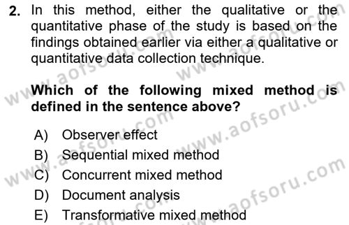 Psychology Dersi 2023 - 2024 Yılı (Final) Dönem Sonu Sınav Soruları 2. Soru