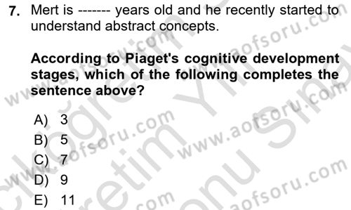 Psychology Dersi 2023 - 2024 Yılı (Final) Dönem Sonu Sınav Soruları 7. Soru