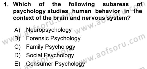 Psychology Dersi 2023 - 2024 Yılı Yaz Okulu Sınav Soruları 1. Soru