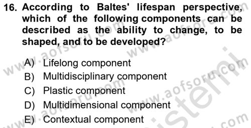 Psychology Dersi 2023 - 2024 Yılı Yaz Okulu Sınav Soruları 16. Soru