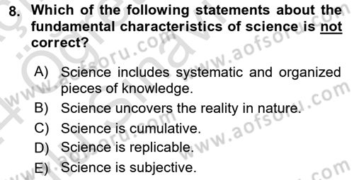 Psychology Dersi 2023 - 2024 Yılı Yaz Okulu Sınav Soruları 8. Soru