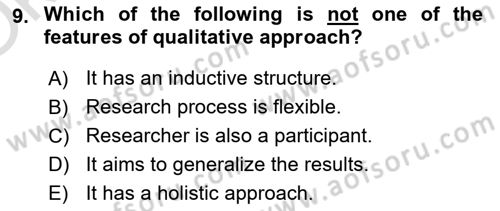 Psychology Dersi 2023 - 2024 Yılı Yaz Okulu Sınav Soruları 9. Soru