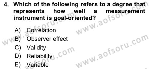 Psychology Dersi 2024 - 2025 Yılı (Vize) Ara Sınav Soruları 4. Soru