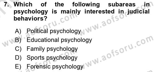 Psychology Dersi 2024 - 2025 Yılı (Vize) Ara Sınav Soruları 7. Soru