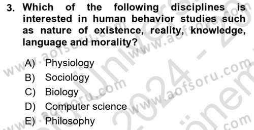Psychology Dersi 2024 - 2025 Yılı (Final) Dönem Sonu Sınav Soruları 3. Soru