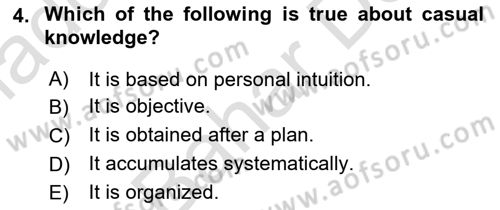 Psychology Dersi 2024 - 2025 Yılı (Final) Dönem Sonu Sınav Soruları 4. Soru