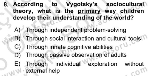 Psychology Dersi 2024 - 2025 Yılı (Final) Dönem Sonu Sınav Soruları 8. Soru