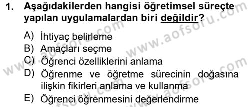 Eğitim Psikolojisi Dersi 2012 - 2013 Yılı (Vize) Ara Sınav Soruları 1. Soru