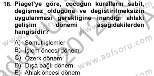 Eğitim Psikolojisi Dersi 2012 - 2013 Yılı (Vize) Ara Sınav Soruları 18. Soru