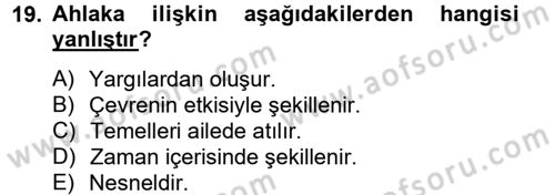 Eğitim Psikolojisi Dersi 2012 - 2013 Yılı (Vize) Ara Sınav Soruları 19. Soru