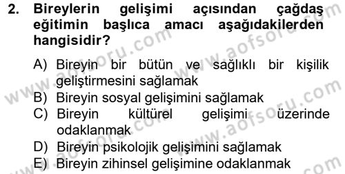 Eğitim Psikolojisi Dersi 2012 - 2013 Yılı (Vize) Ara Sınav Soruları 2. Soru