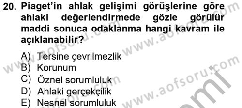 Eğitim Psikolojisi Dersi 2012 - 2013 Yılı (Vize) Ara Sınav Soruları 20. Soru